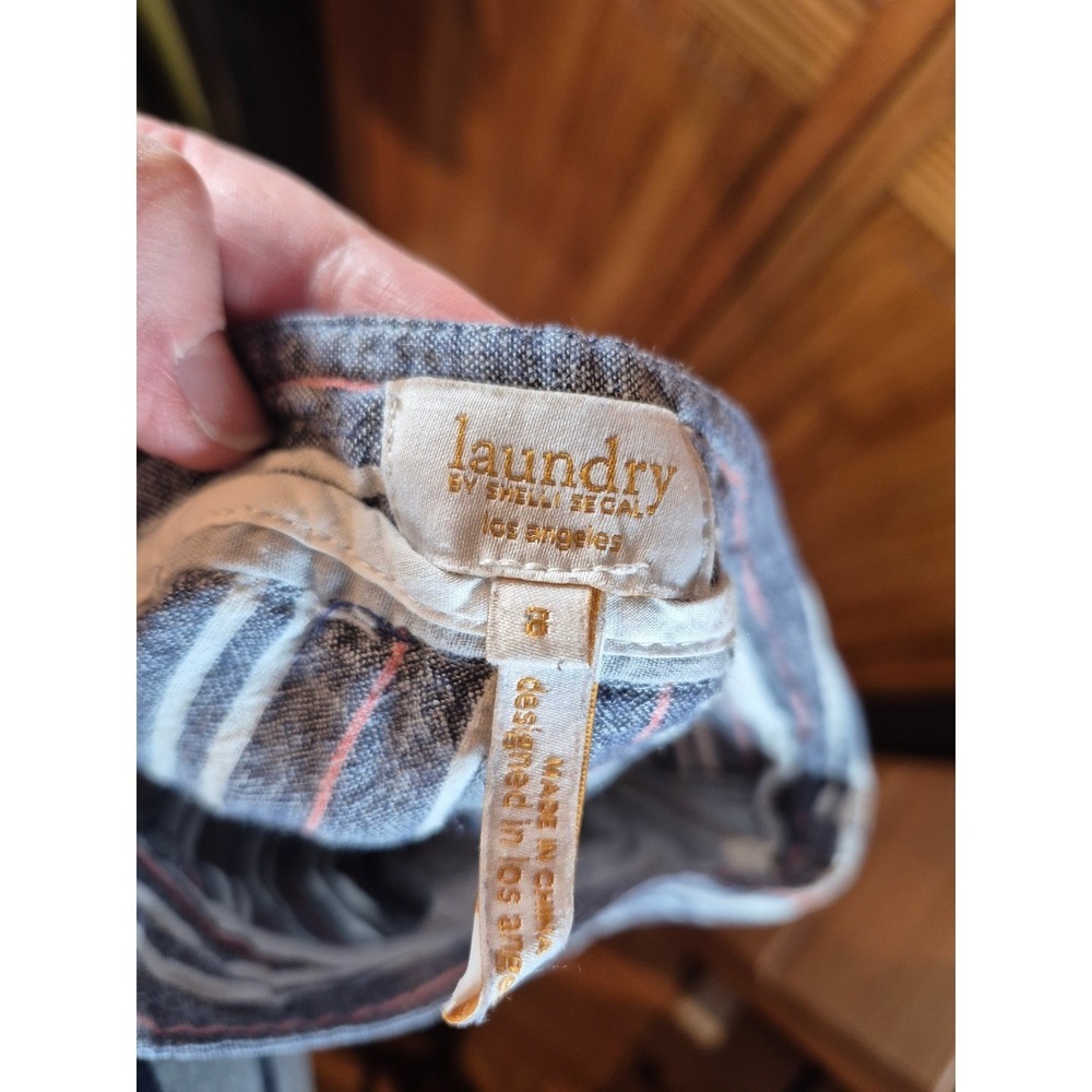 Laundry by Shelli Segal Striped Linen Blend Wide Leg Pants Blue Pink Size‎ 8 - Picture 6 of 6